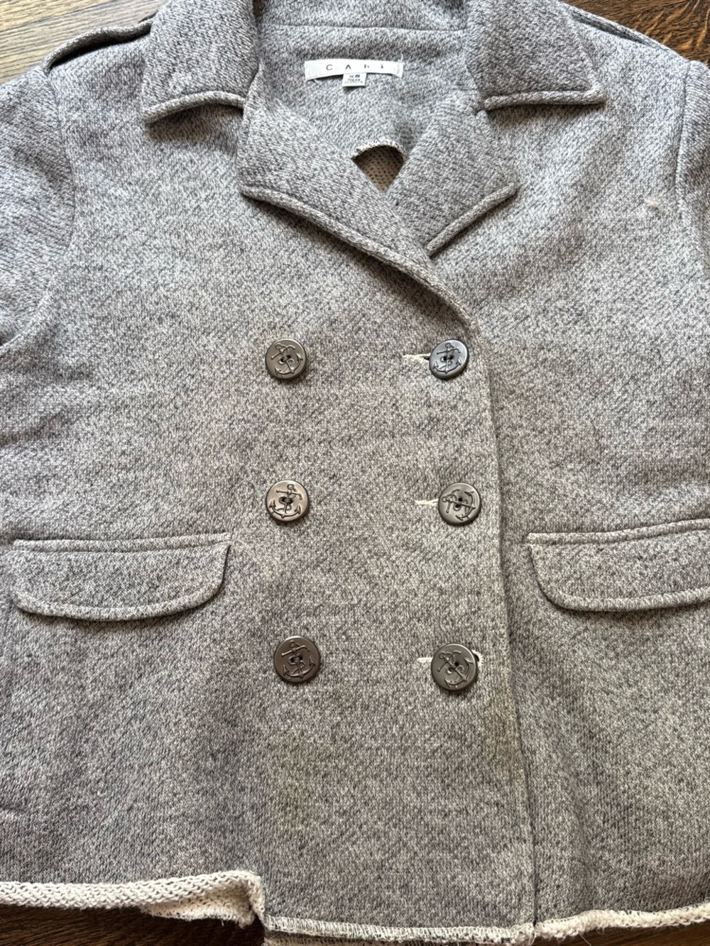 CAbi Heather Gray Double-Breasted sweatshirt Peacoat
